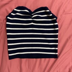 Freshman Navy and White Striped Knit Hat